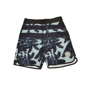 Keep It Simple Board Shorts 30 x7 Men 18" Blue Hibiscus Aloha Hawaii Swim Surfer